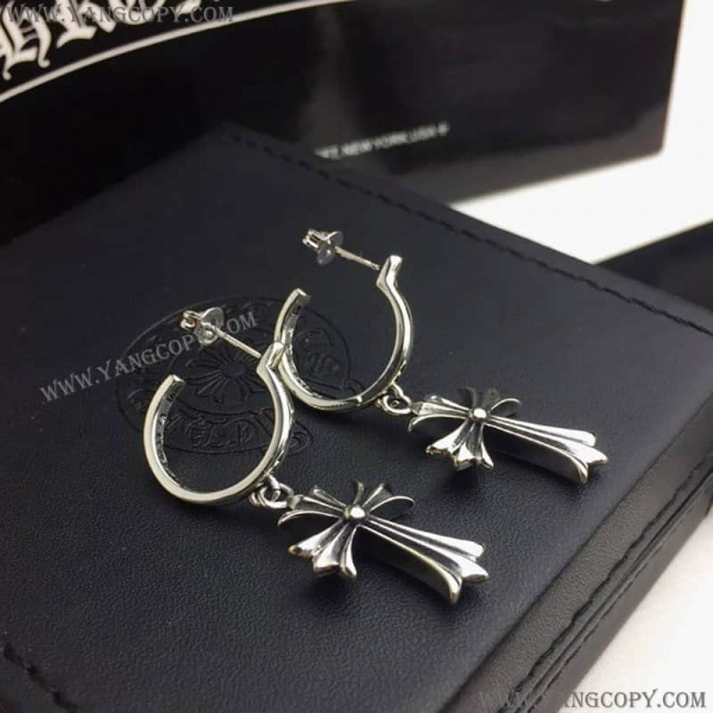 クロムハーツ 偽物 ピアス CROSS HOOP クロス フープ イヤリング Kud76446