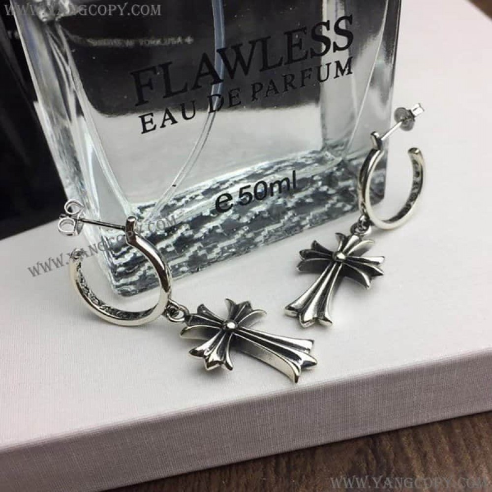 クロムハーツ 偽物 ピアス CROSS HOOP クロス フープ イヤリング Kud76446