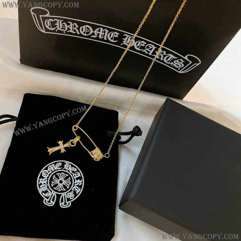 クロムハーツ スーパーコピー ネックレス CHクロス 22K セーフティピン ゴールド Kub13317
