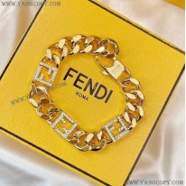 フェンディ 偽物 バゲット FFモチーフ ブレスレット Gold few94621