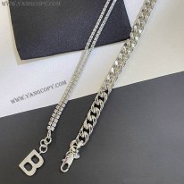 バレンシアガ スーパーコピー Bロゴ シルバー チェーン ネックレス bag43171