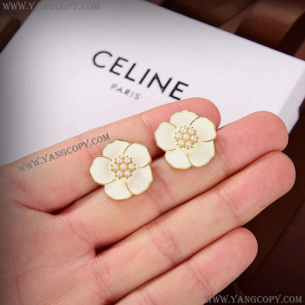 セリーヌ コピー 花 グラスパール ピアス Cea55495