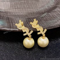 サンローラン 偽物 モノグラム ロゴ パール ピアス Say50170