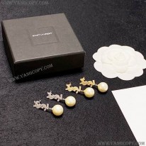 サンローラン 偽物 モノグラム ロゴ パール ピアス Say50170