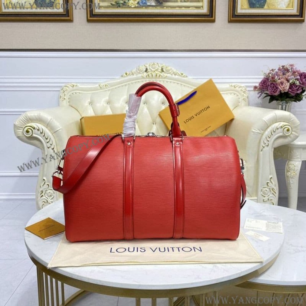 ルイヴィトン 偽物 ×シュプリーム ボストンバッグ エピレザー レッド ユニセックス M53419