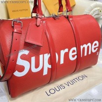 ルイヴィトン 偽物 ×シュプリーム ボストンバッグ エピレザー レッド ユニセックス M53419
