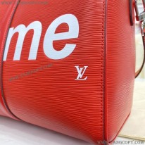 ルイヴィトン 偽物 ×シュプリーム ボストンバッグ エピレザー レッド ユニセックス M53419