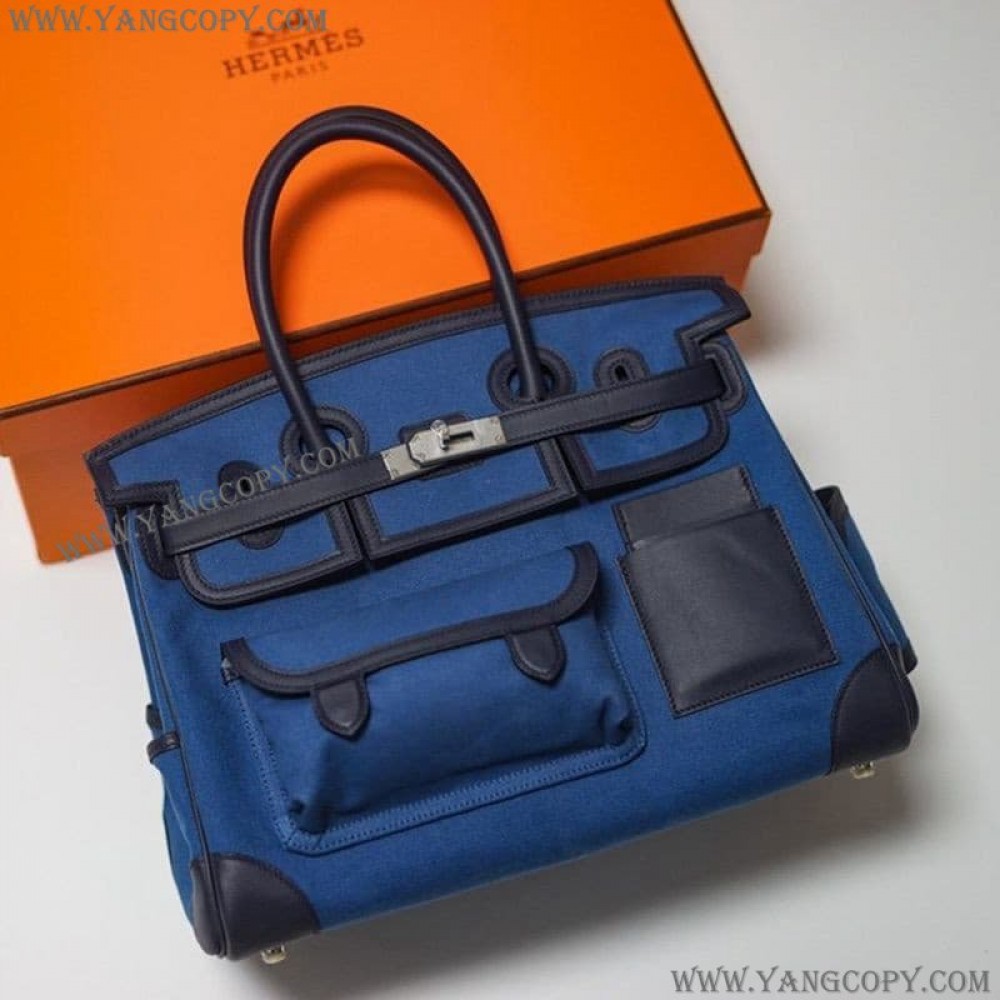 エルメス 偽物 バーキン カーゴ 35cm トワルアッシュ×スイフト ery58763