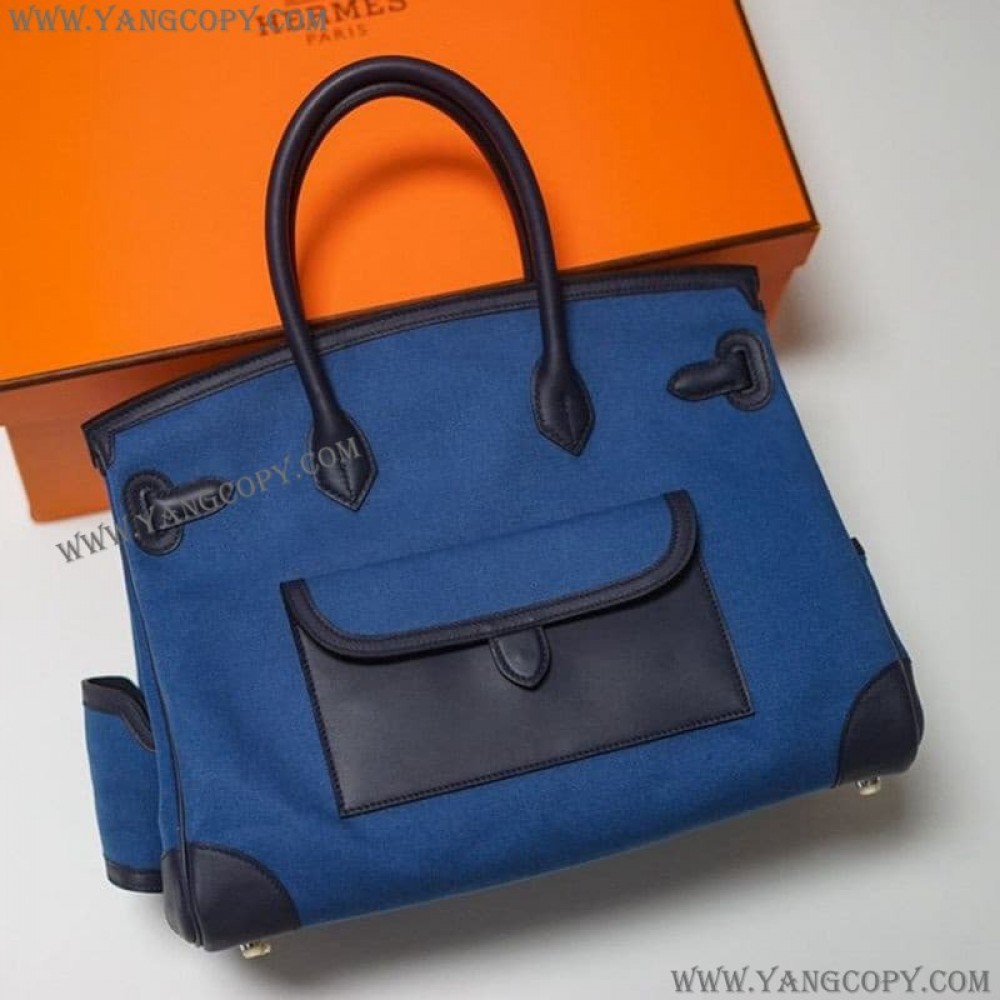 エルメス 偽物 バーキン カーゴ 35cm トワルアッシュ×スイフト ery58763
