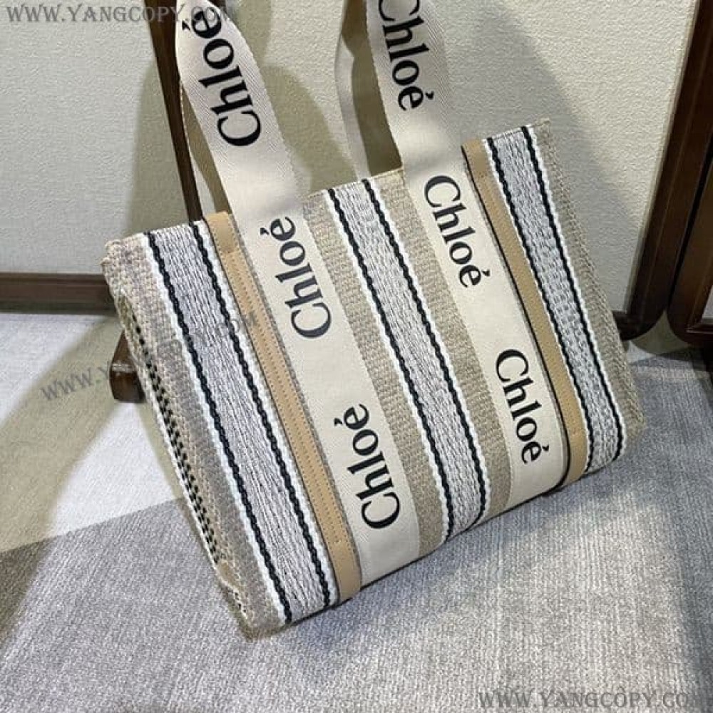 クロエ 偽物 woody nano tote ナノ キャンバストートバッグ chg85084