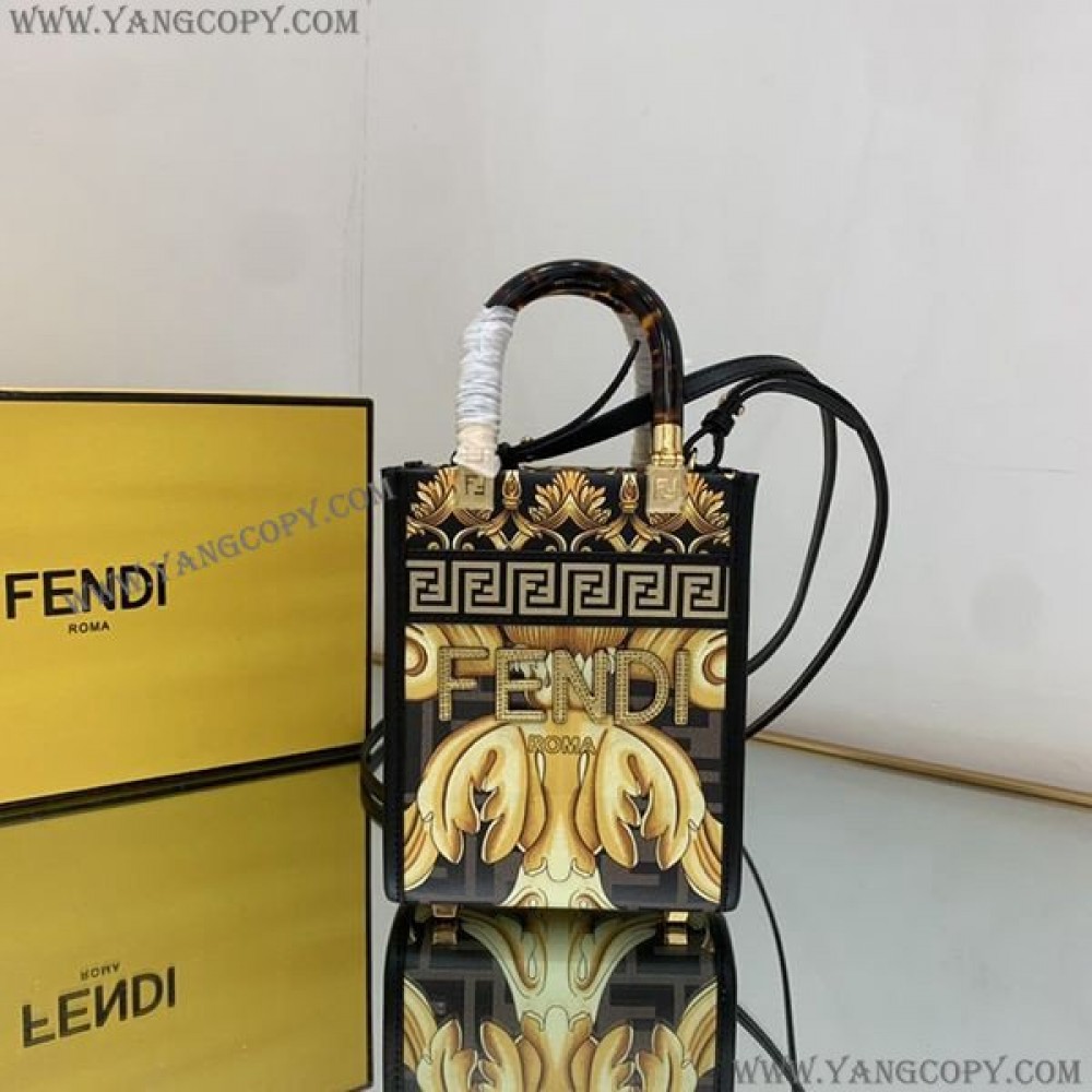 フェンディ スーパーコピー ×ヴェルサーチェ Fendace Sunshine Mini ショッパーバッグ fez34488