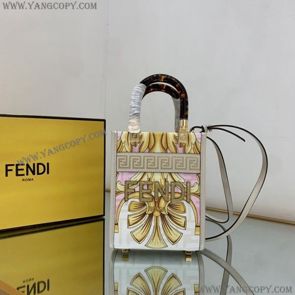 フェンディ スーパーコピー ×ヴェルサーチェ Fendace Sunshine Mini ショッパーバッグ FD8051