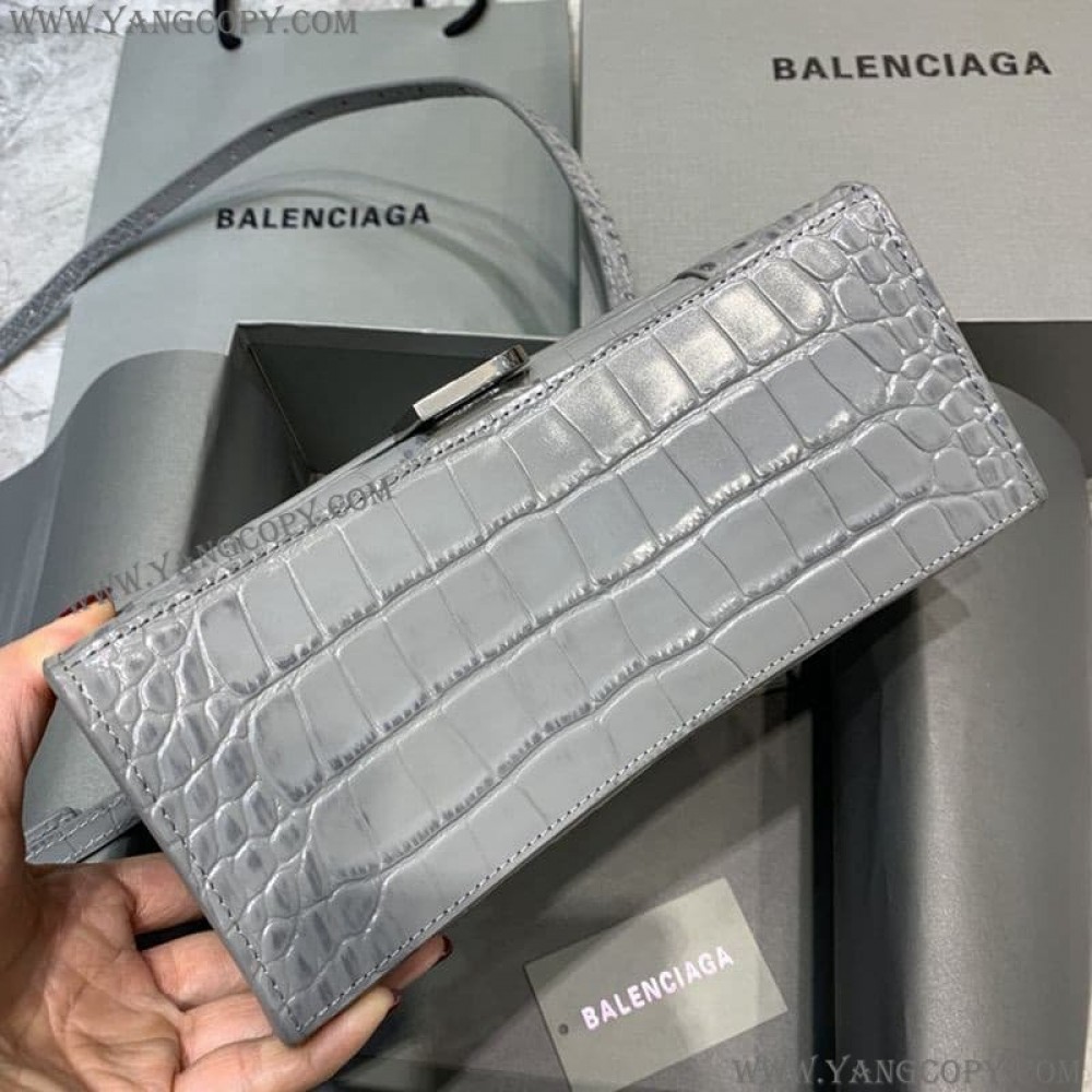 バレンシアガ スーパーコピー クロコダイル型押し HOURGLASS ハンドルバッグ bah52828
