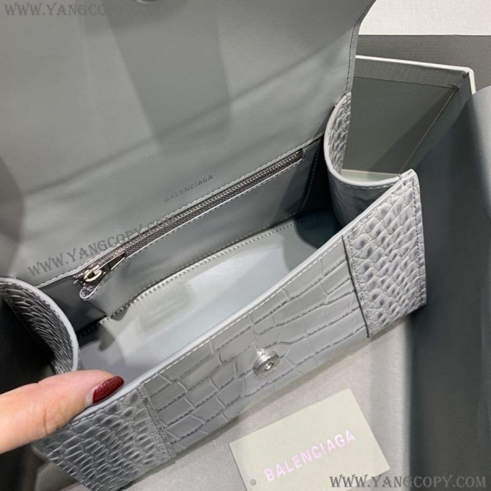 バレンシアガ スーパーコピー クロコダイル型押し HOURGLASS ハンドルバッグ bah52828