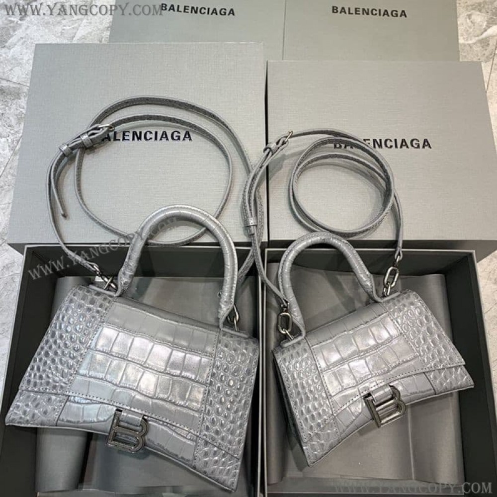 バレンシアガ スーパーコピー クロコダイル型押し HOURGLASS ハンドルバッグ bah52828