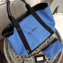 バレンシアガ 偽物 ネイビーカバ M トート ブラック×ベージュ ban19599