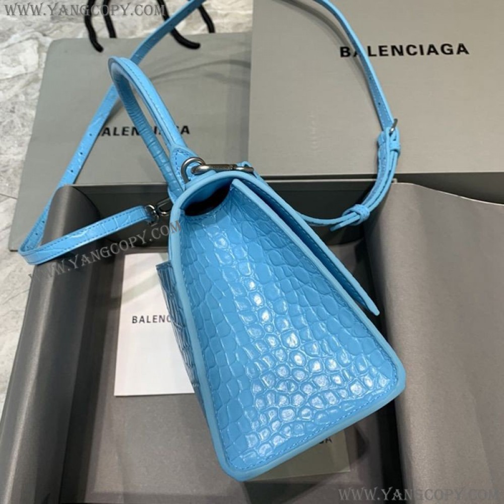バレンシアガ 偽物 クロコダイル型押し HOURGLASS ハンドルバッグ ban33405