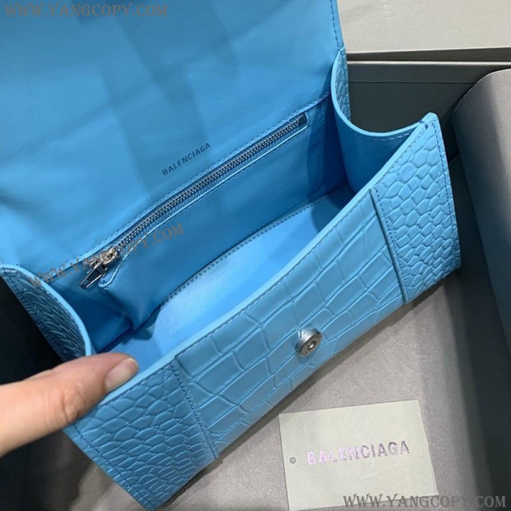 バレンシアガ 偽物 クロコダイル型押し HOURGLASS ハンドルバッグ ban33405
