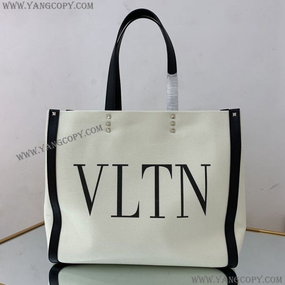 ヴァレンティノ 偽物 トートバッグ ショッピングバッグ NEON VLTN キャンバス ミディアム Vua11801