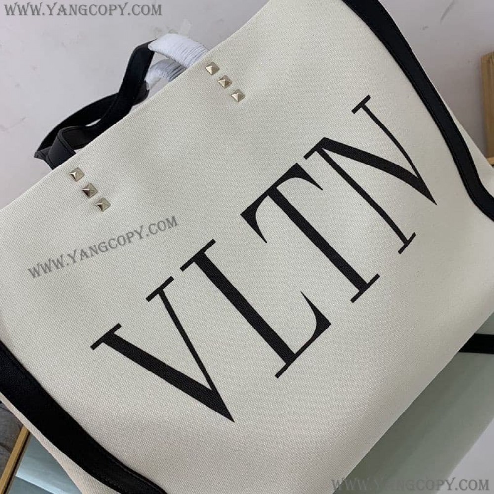 ヴァレンティノ 偽物 トートバッグ ショッピングバッグ NEON VLTN キャンバス ミディアム Vua11801