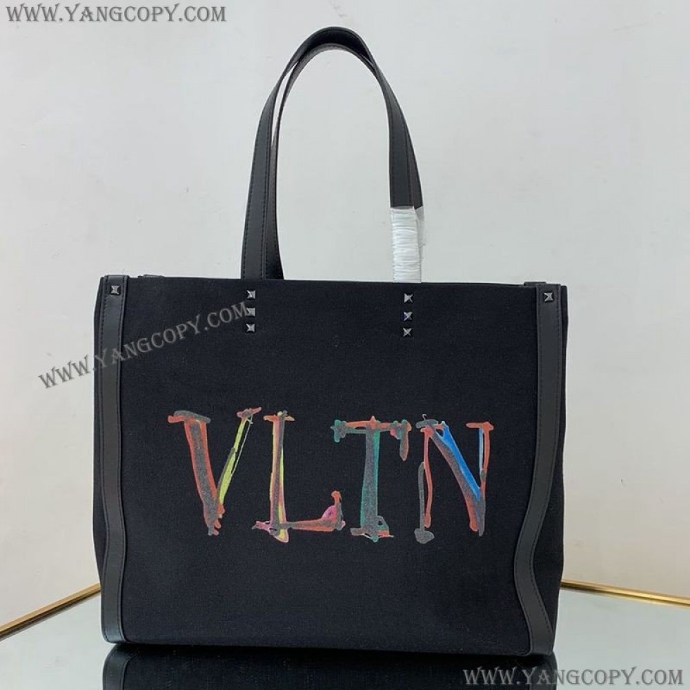 ヴァレンティノ スーパーコピー トートバッグ ショッピングバッグ NEON VLTN キャンバス ミディアム XY2B0A35DJKN78
