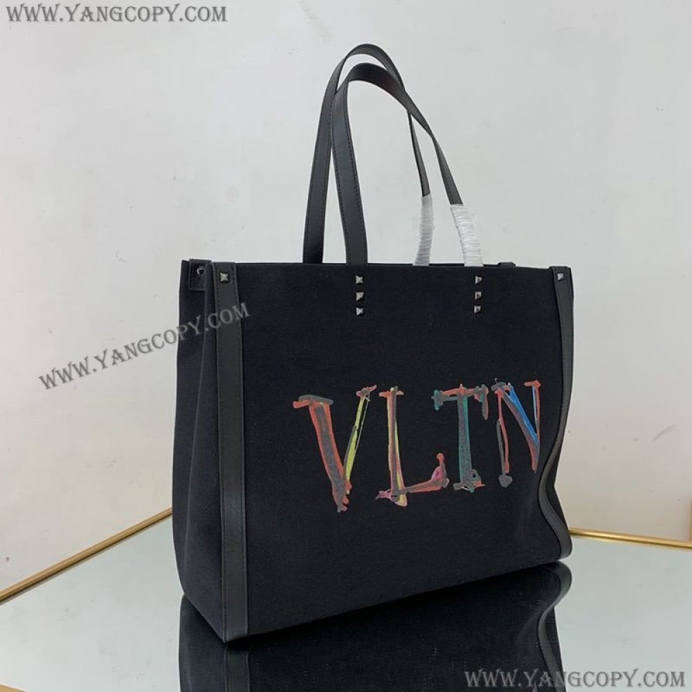 ヴァレンティノ スーパーコピー トートバッグ ショッピングバッグ NEON VLTN キャンバス ミディアム XY2B0A35DJKN78
