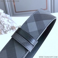 バーバリー 偽物 リバーシブル チャコールチェック＆レザー TBベルト Bau48019