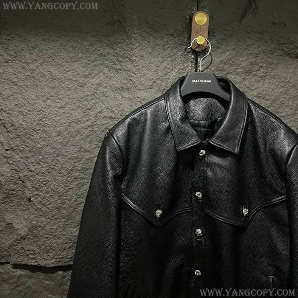 クロムハーツ 偽物 フローラルクロス レザージャケット Blk×Grn Kue10837