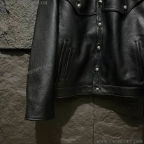 クロムハーツ 偽物 フローラルクロス レザージャケット Blk×Grn Kue10837