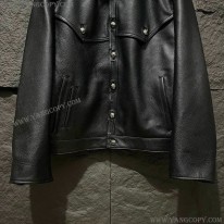 クロムハーツ 偽物 フローラルクロス レザージャケット Blk×Grn Kue10837