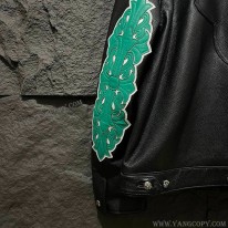 クロムハーツ 偽物 フローラルクロス レザージャケット Blk×Grn Kue10837