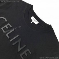 セリーヌ 偽物 ルーズ Tシャツ コットン ブラック Cer62947