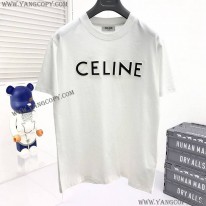 セリーヌ 偽物 ルーズ Tシャツ コットン ホワイト Ced29756