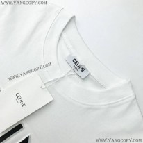セリーヌ 偽物 ルーズ Tシャツ コットン ホワイト Ced29756