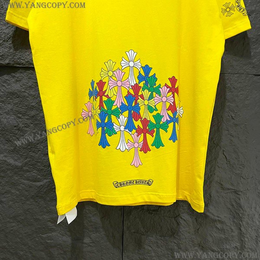 クロムハーツ スーパーコピー スクロール マルチカラー カラフル クロス Tシャツ Kub58896