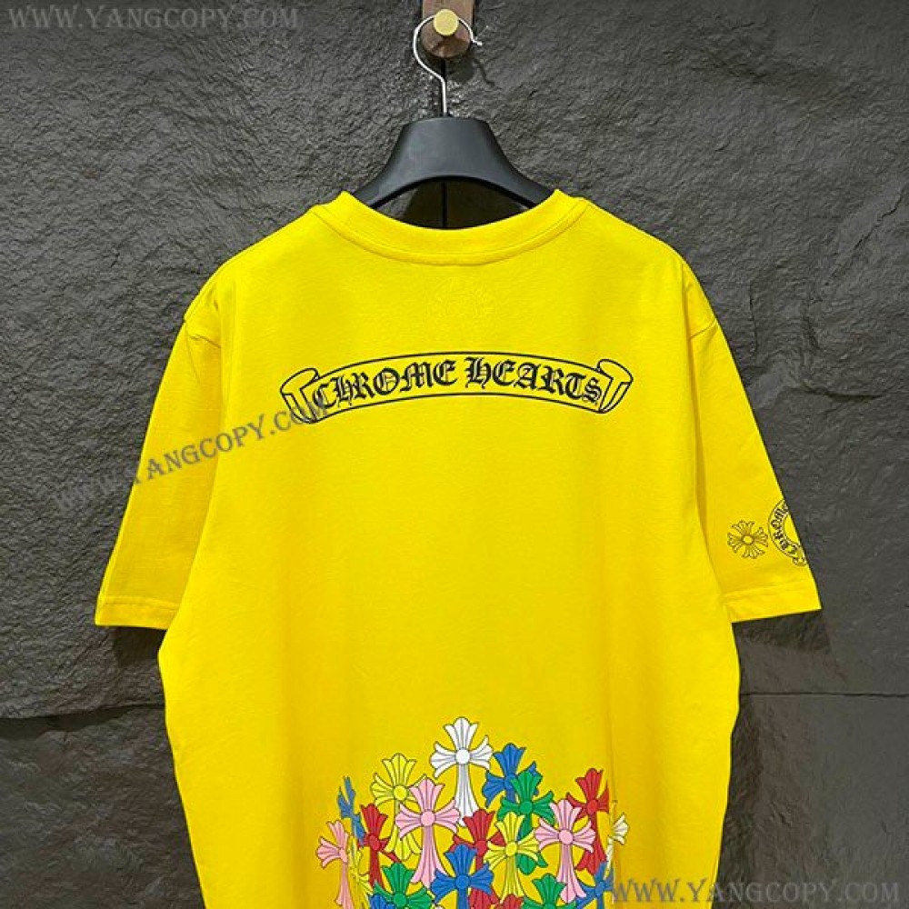 クロムハーツ スーパーコピー スクロール マルチカラー カラフル クロス Tシャツ Kub58896