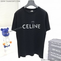セリーヌ 偽物 アーティストプリント Tシャツ コットン ブラック Cen88935