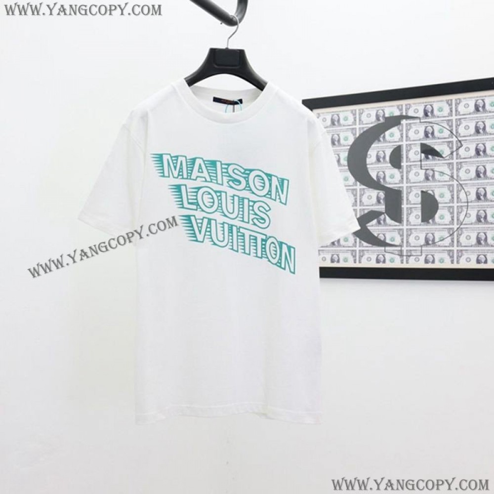 ルイヴィトン スーパーコピー プリント クルーネック Tシャツ vui27156