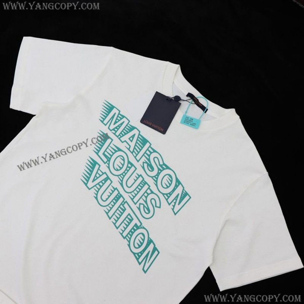 ルイヴィトン スーパーコピー プリント クルーネック Tシャツ vui27156