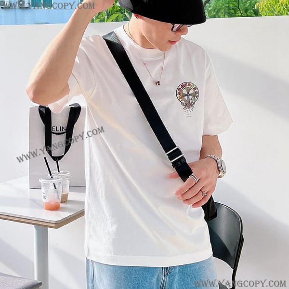 クロムハーツ 偽物 ネック ロゴ Tシャツ 半袖 Kun97711