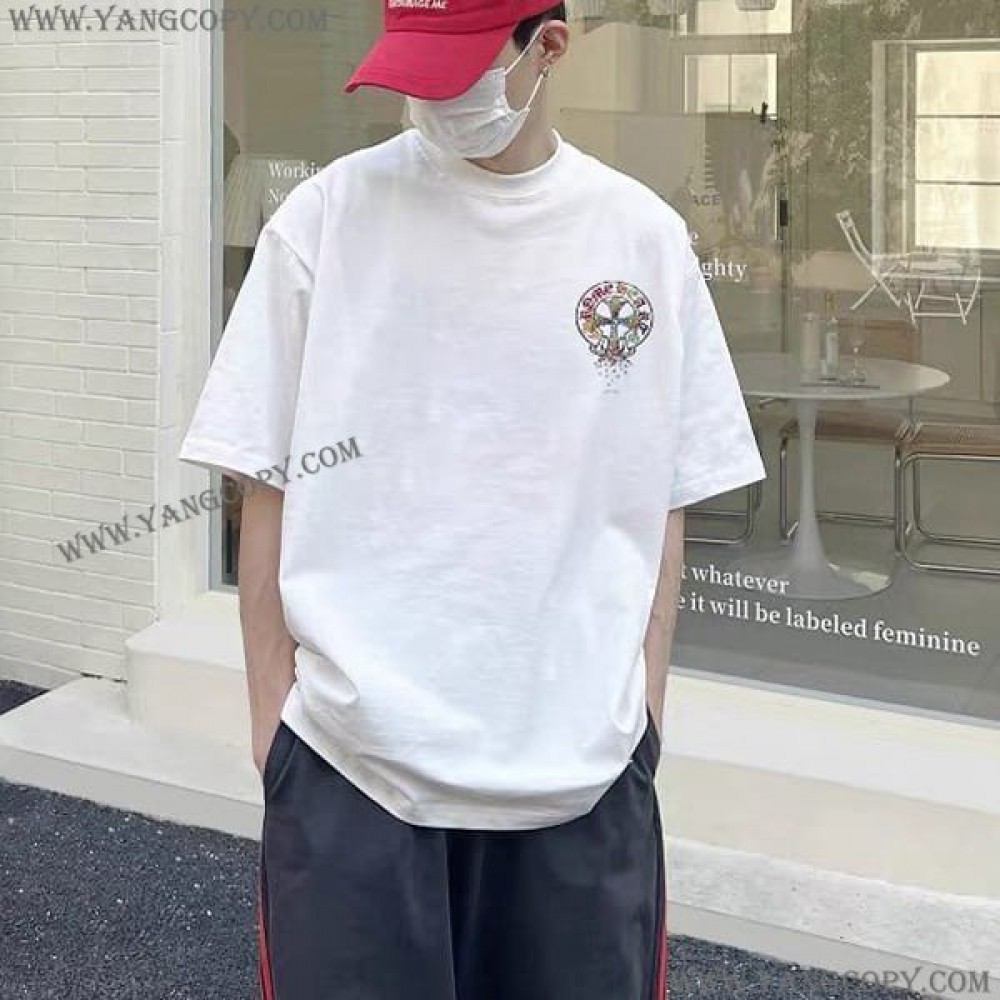 クロムハーツ 偽物 ネック ロゴ Tシャツ 半袖 Kun97711