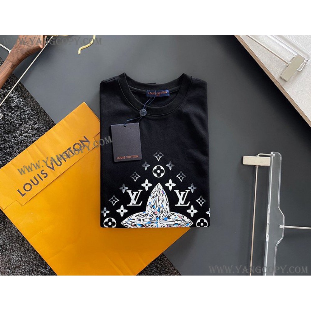 ルイヴィトン コピー Tシャツ 21SS フロウティングLVプリンテッド vux11502