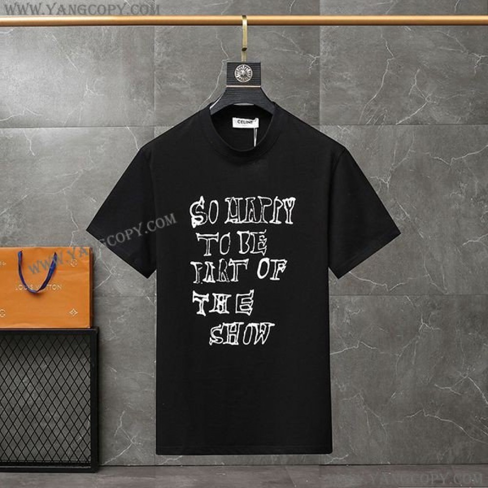 セリーヌ コピー ロゴ コットン Tシャツ パロディ Cem86240