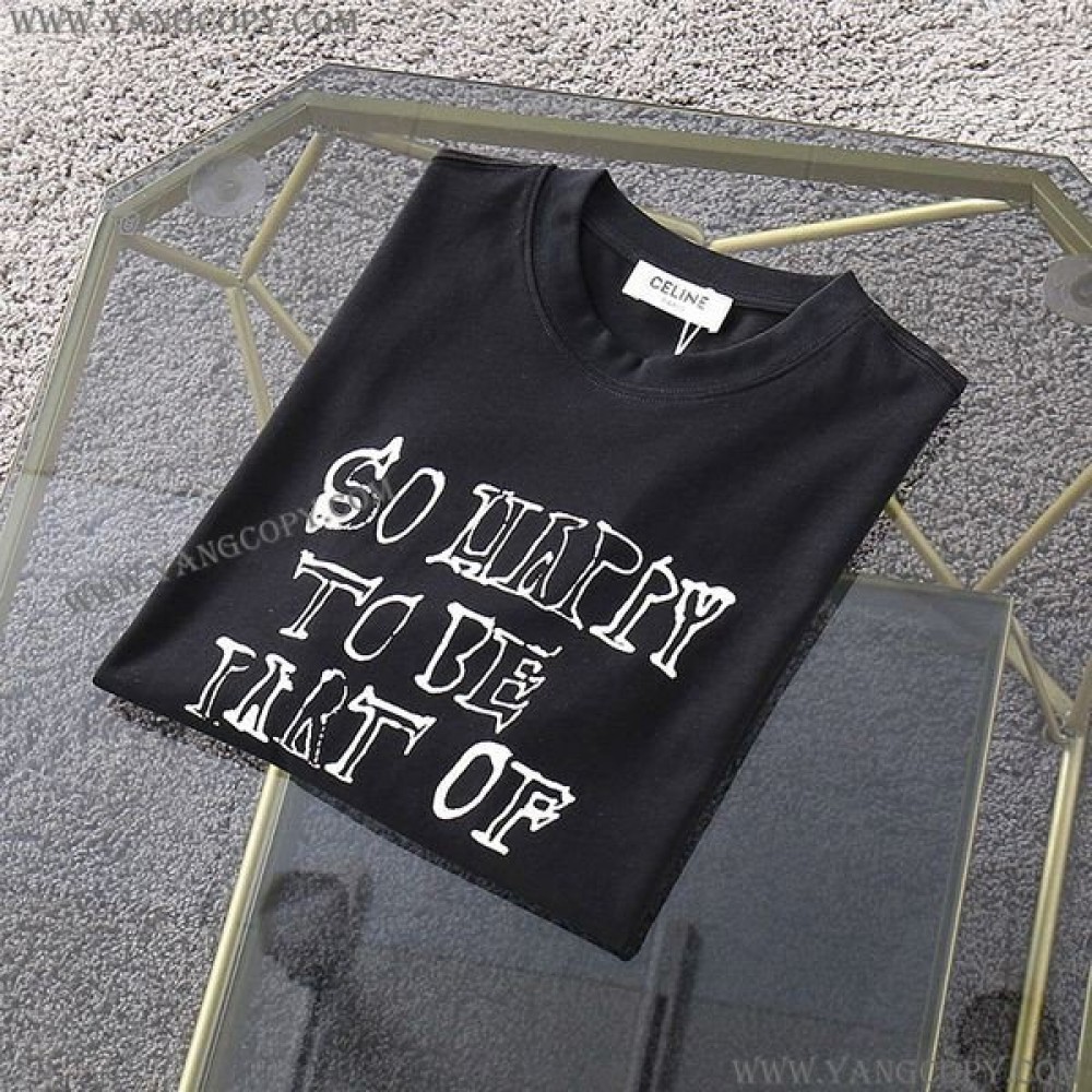 セリーヌ コピー ロゴ コットン Tシャツ パロディ Cem86240