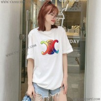 セリーヌ スーパーコピー トリオンフ ロゴ オーバーサイズ Tシャツ ホワイト Cen62027
