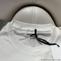 セリーヌ スーパーコピー トリオンフ ロゴ オーバーサイズ Tシャツ ホワイト Cen62027