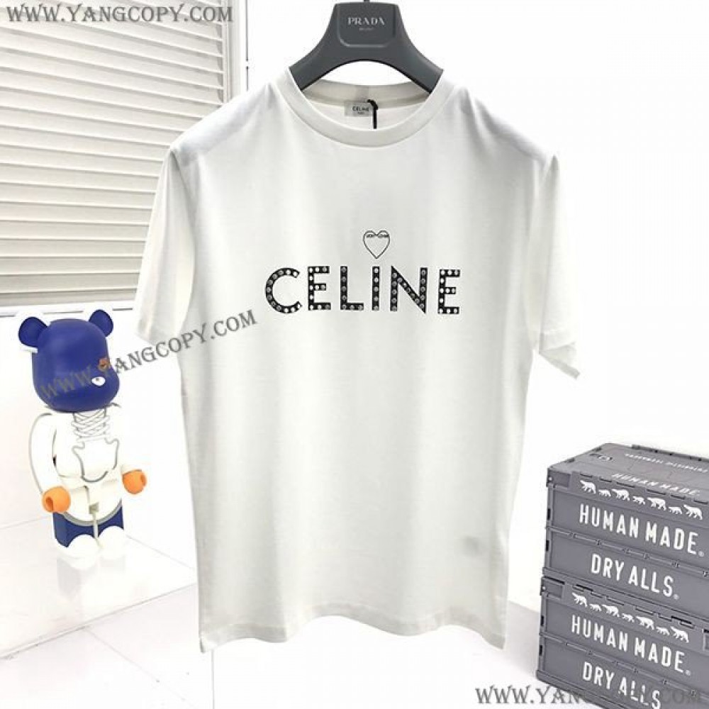セリーヌ スーパーコピー コットンメッシュオーバーサイズ Tシャツ Cen34212