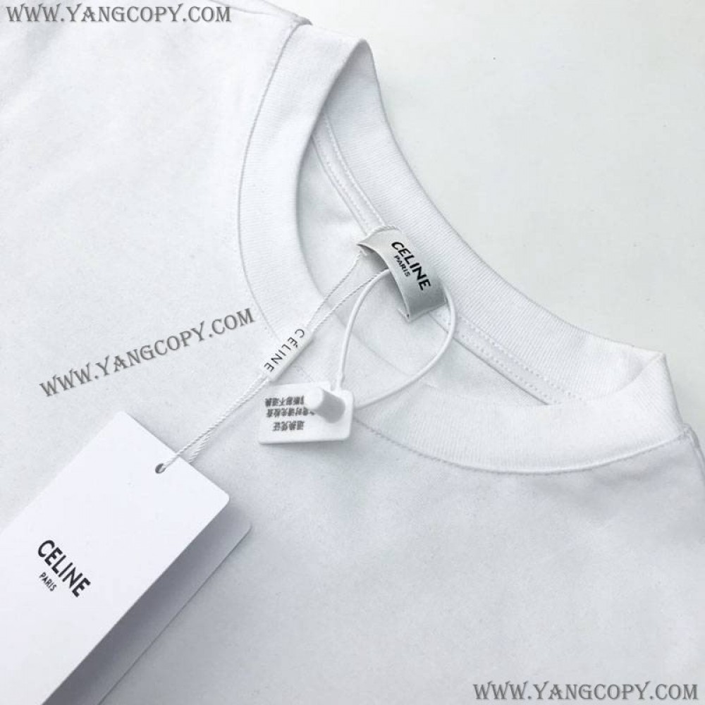 セリーヌ スーパーコピー ルーズ Tシャツ コットン ホワイト Cek79458