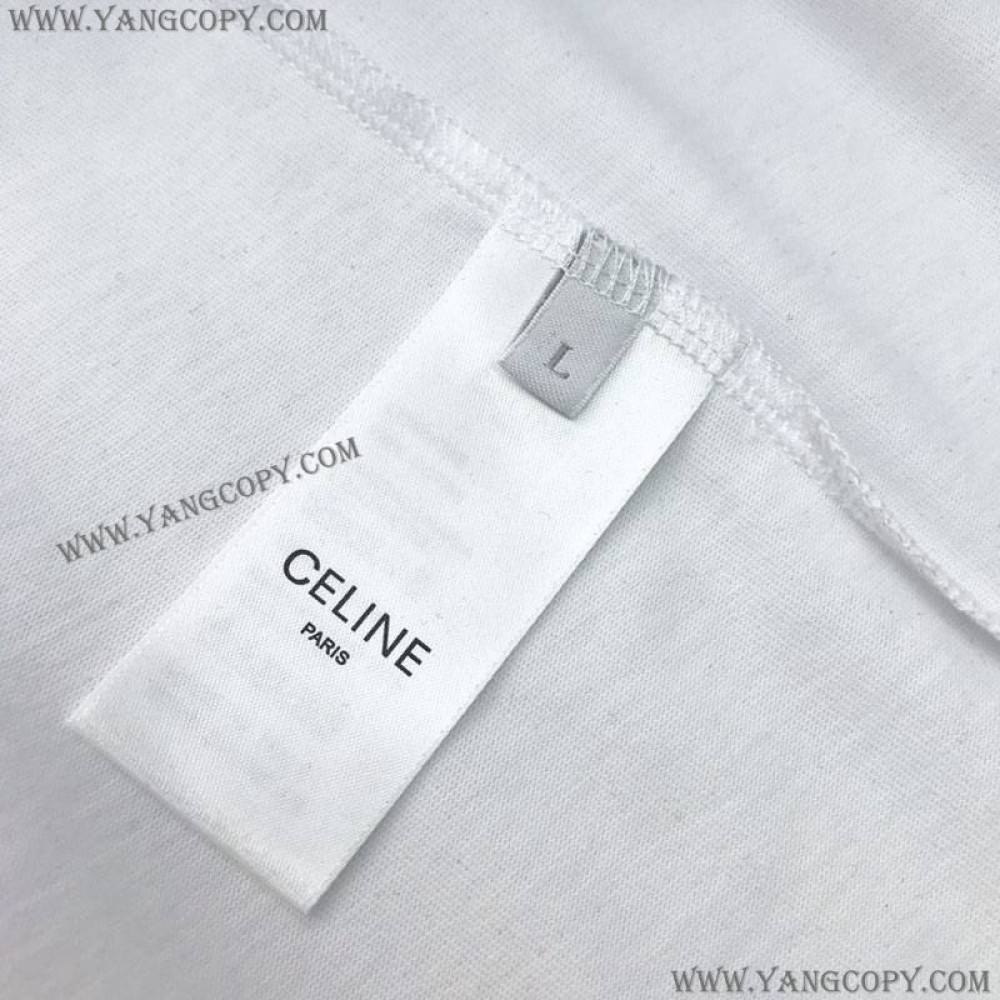 セリーヌ スーパーコピー ルーズ Tシャツ コットン ホワイト Cek79458