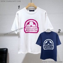 ルイヴィトン スーパーコピー コットンショートスリーブ クルーネック Tシャツ 2色 1ABJ8L